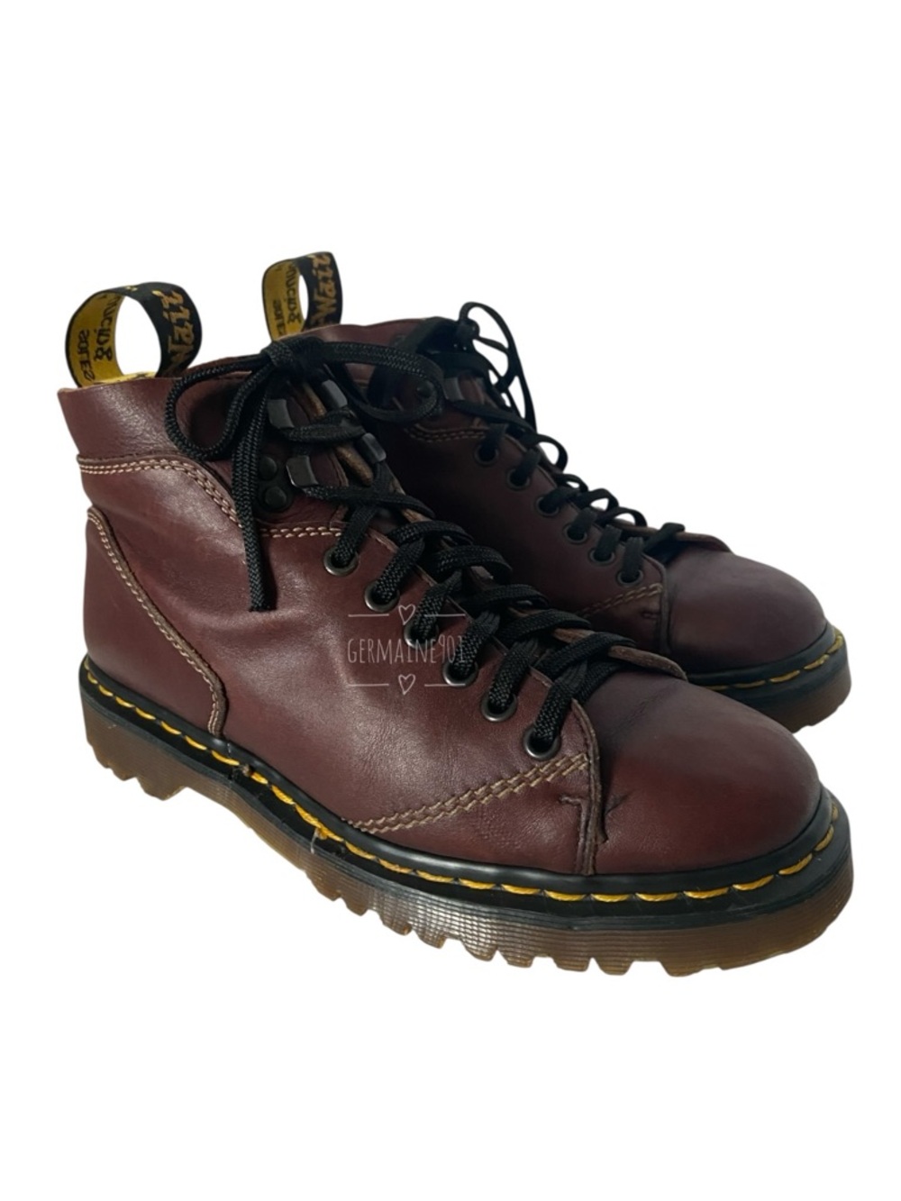 Vintage Dr. Martens 8090 MIE Burgundy Leather Boots US SZ 8